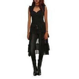 Hot Topic Black Gothic Double Breasted Ruffle Dress Tiered Corset Back Small